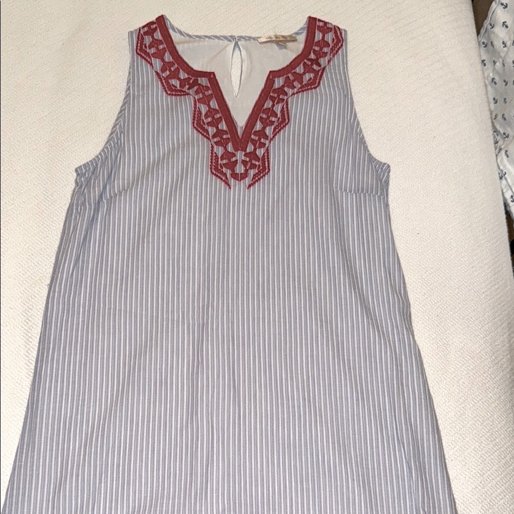 Skies Are Blue Red and Blue Striped Dress